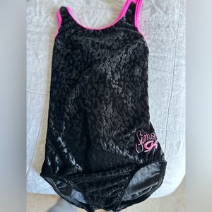 GK Simone Biles- leotard Excellent condition.Size AS.Velvet & lycra halter back.